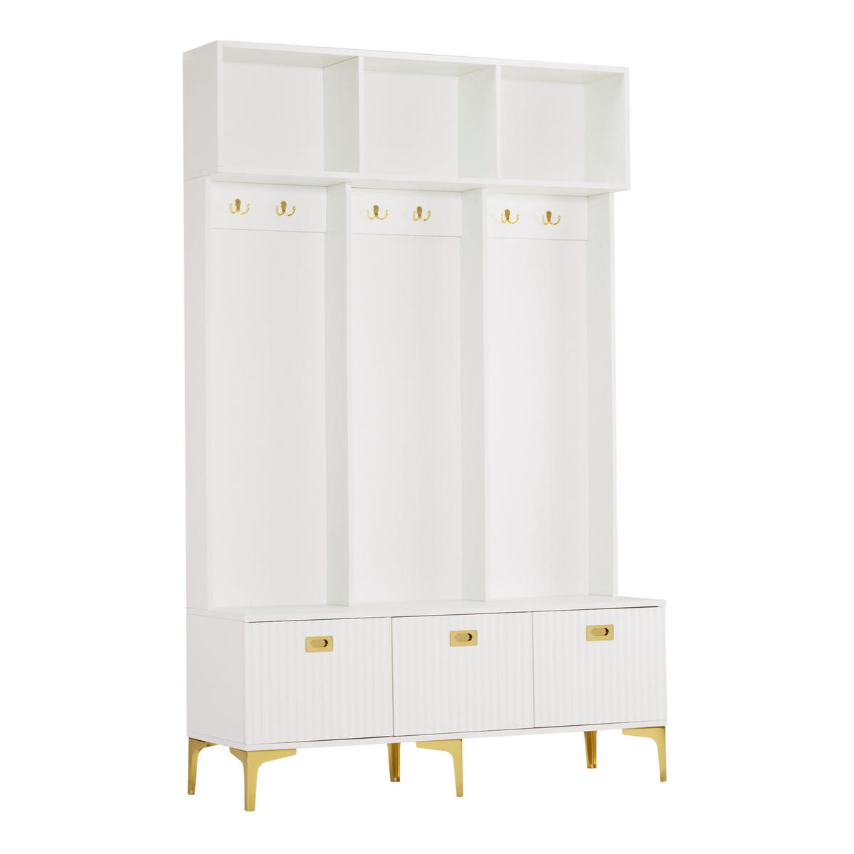 GARDEROBENSET mit Bank 120 x 23,5 x 191,5 cm Weiß - Weiß, Holzwerkstoff (40/191/120cm) - Beauniv