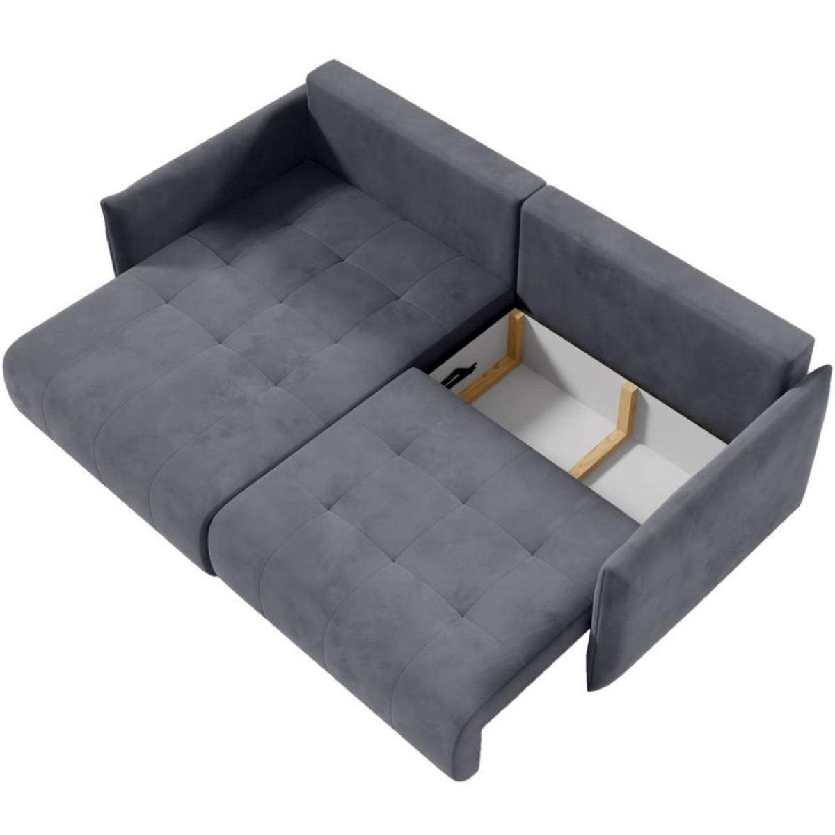 ECKSCHLAFSOFA Henry Mini grau links - Schwarz/Grau, Kunststoff/Textil (221/153cm) - Beautysofa