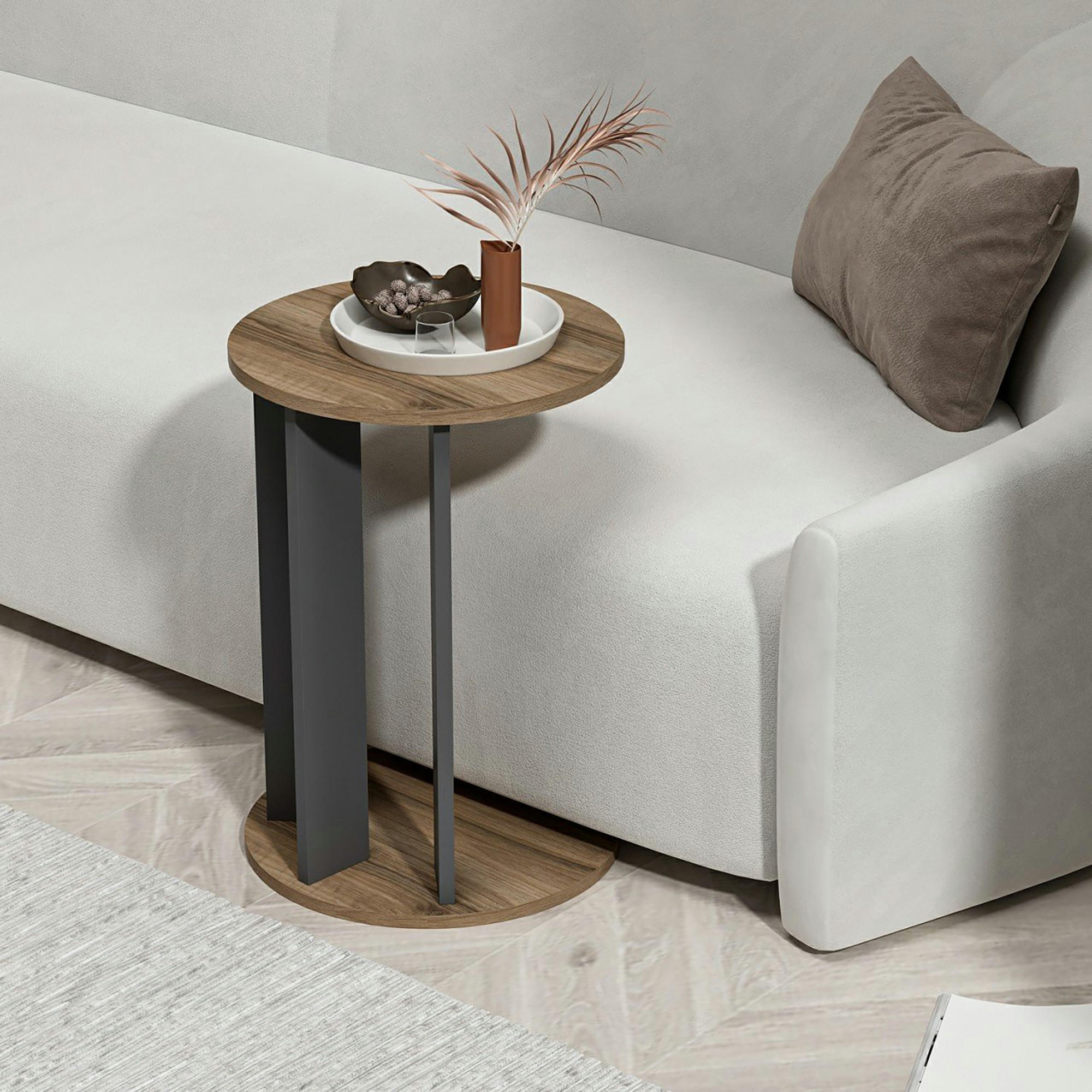 BEISTELLTISCH Frederiksberg - Walnussfarben, Holzwerkstoff (34/34/64cm) - [en.casa]