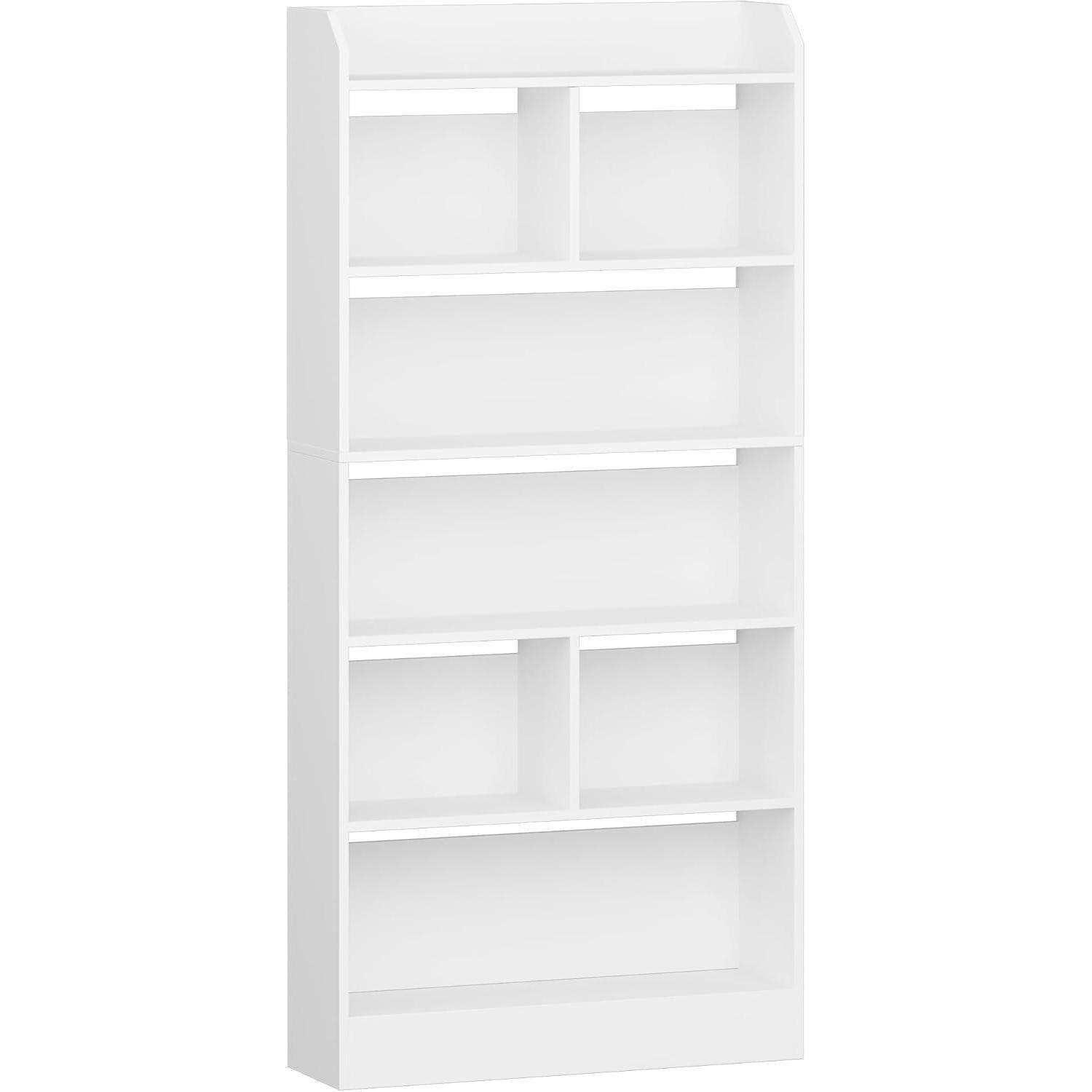 BÜCHERREGAL 6 Fächer Weiß 24 x 80 x 170 cm - Weiß, Holzwerkstoff (80/170/24cm)