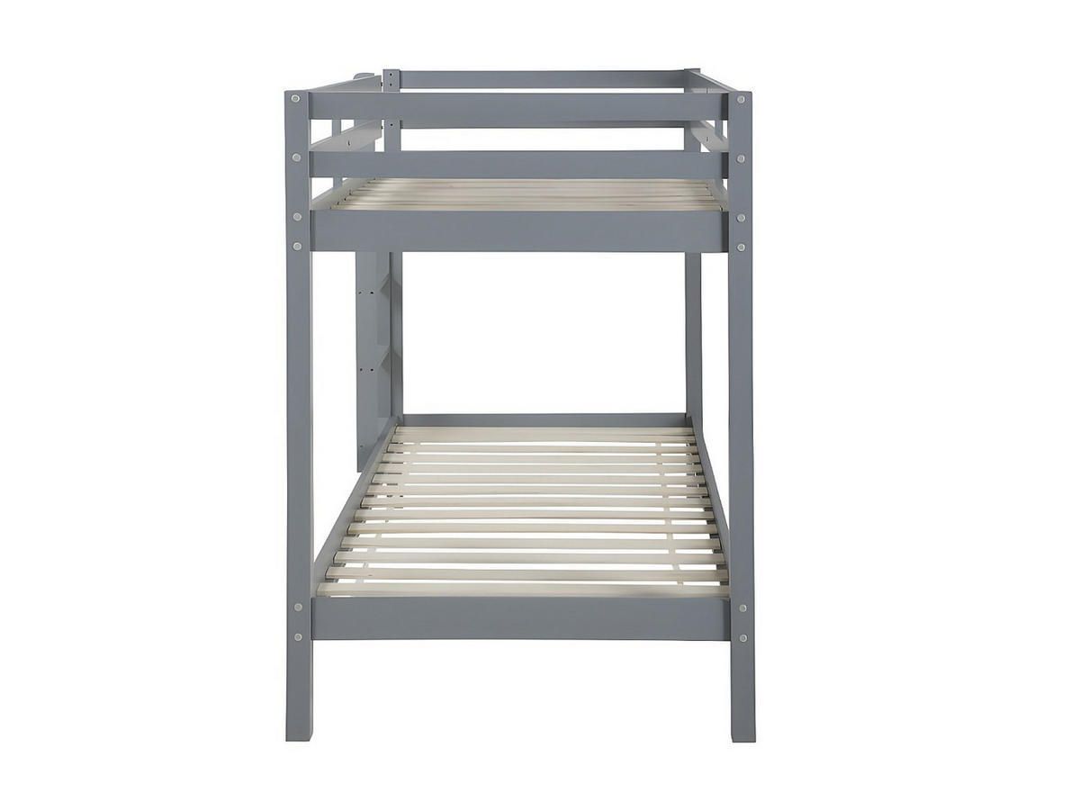 ETAGENBETT mit Matratzen - 2x 90 x 190 cm - Kiefer massiv - Grau - ANICET II - Grau, Holz (97/198cm) - Vente-Unique