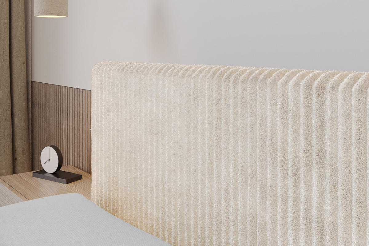 BOXSPRINGBETT mit Matratze H3|H4 und Lattenrost - TOLO KING 120x200 Cord - Creme - Creme, Holzwerkstoff (120/200cm) - ALTDECOR