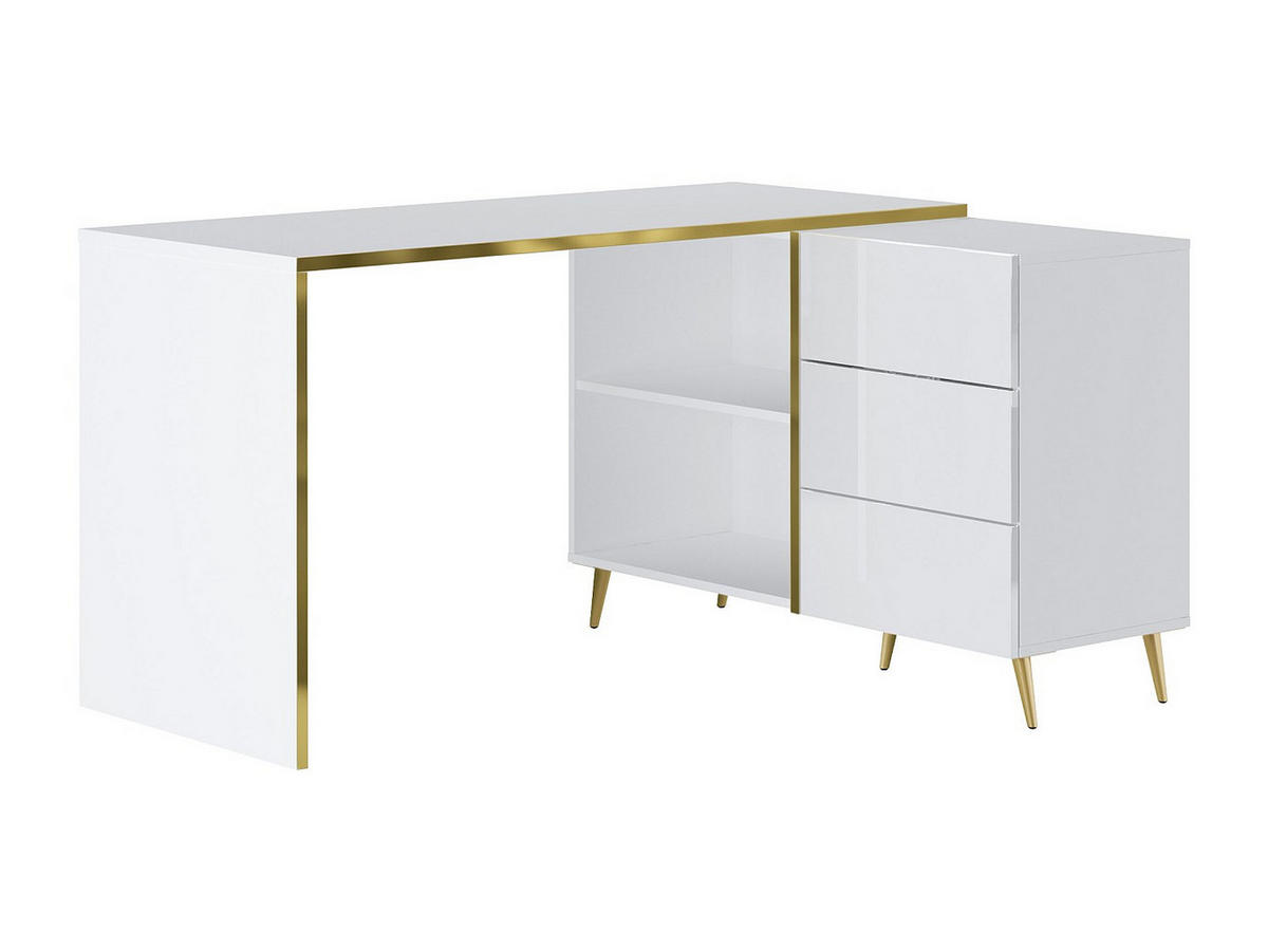 SCHREIBTISCH - 138cm x 109.1cm - Holzspan - weiß - MARZIALO - Weiß, Holz (109.1/138/75.6cm) - Vente-Unique