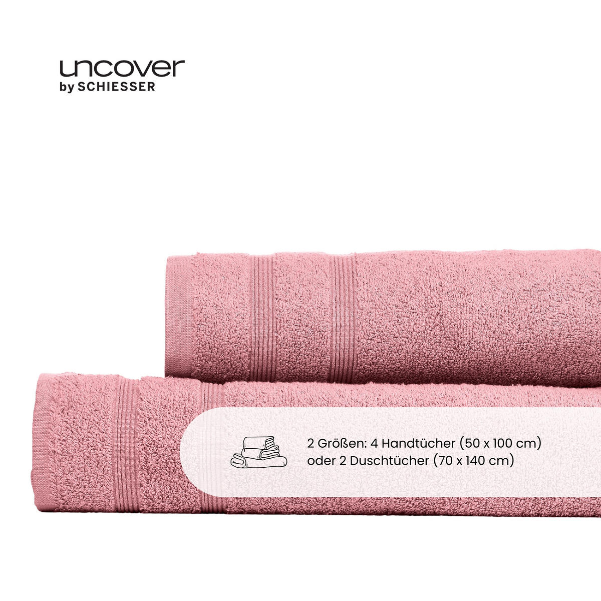 HANDTUCHSET Brooklyn - 4-teilig - 50x100cm - Malve - Mauve, Textil (50/100cm) - Uncover by Schiesser