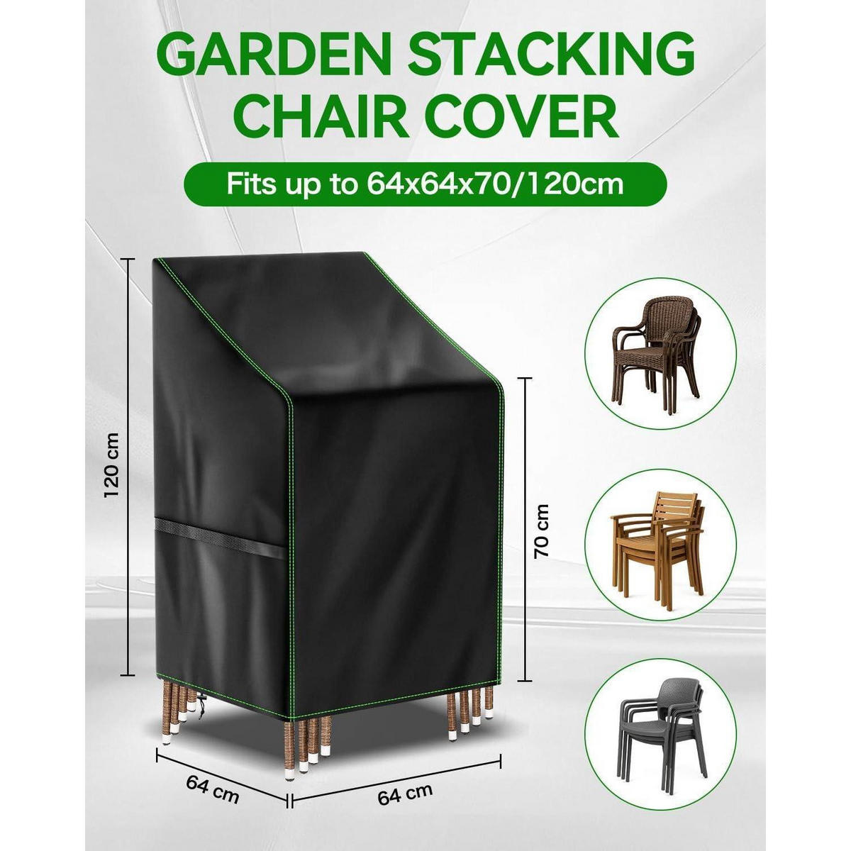 GARTENSTUHL Abdeckung 64 x 64 x 70/120 cm - Schwarz, Textil (64/64/120cm)