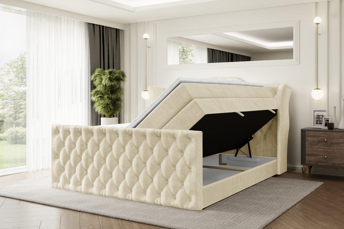 BOXSPRINGBETT VILA-Z KING - 160x200 - H3/H4 - Beige - Beige, Holzwerkstoff (160/200cm) - ALTDECOR
