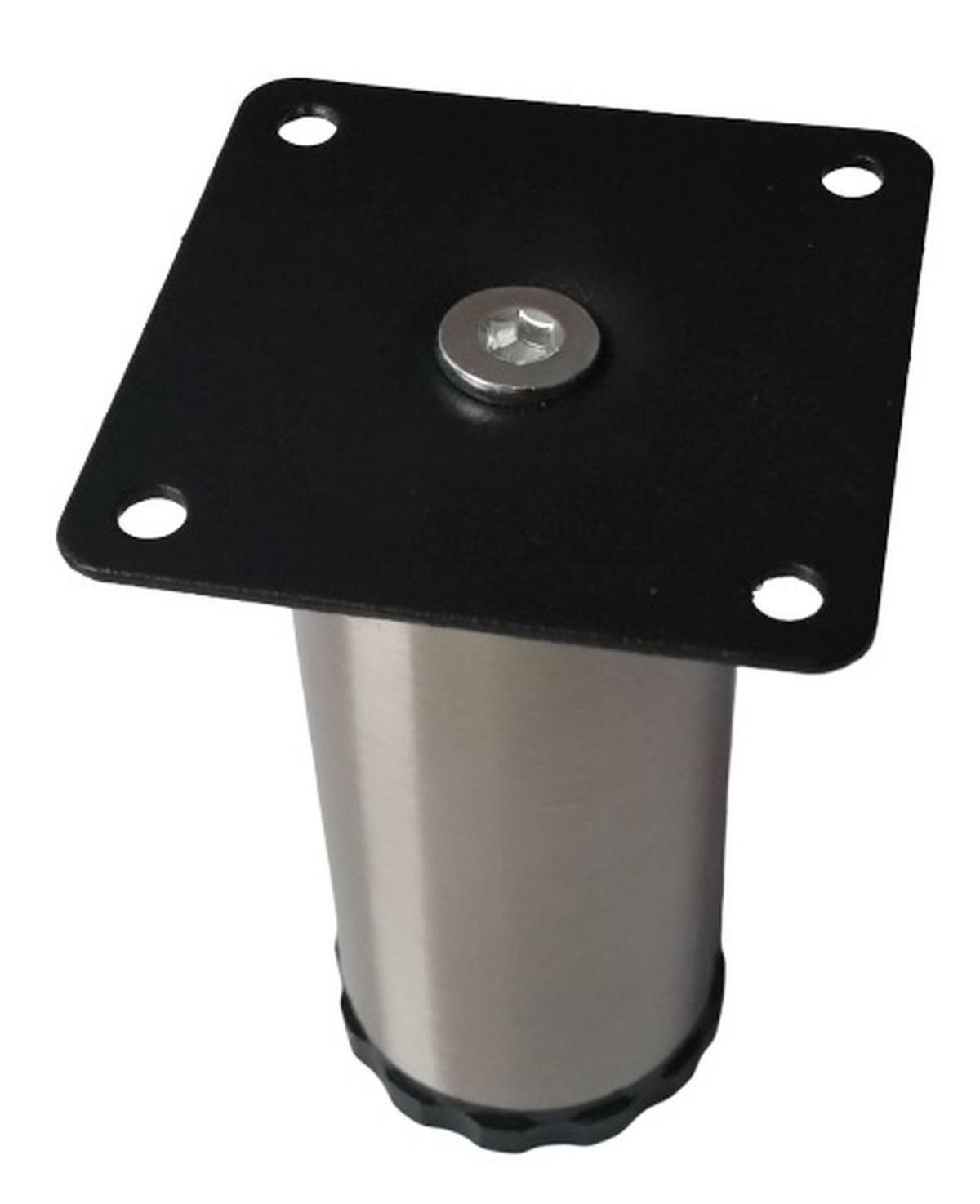 MÖBELFUSS 100mm höhenverstellbar +25 mm Möbelbein Ø 42mm Stützfuß Edelstahloptik - Edelstahlfarben, Metall (4.2/10/12.5cm) - Livingpoint24