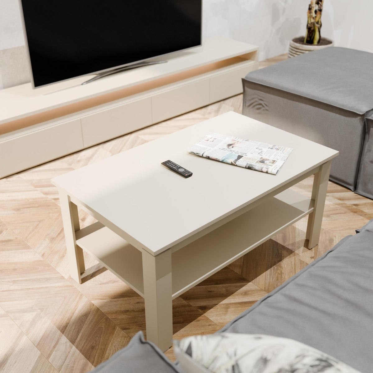 COUCHTISH CR3-STERN-90 Kaschmir 90/55/43 cm - Kaschmir, Holzwerkstoff (55/90/43cm)