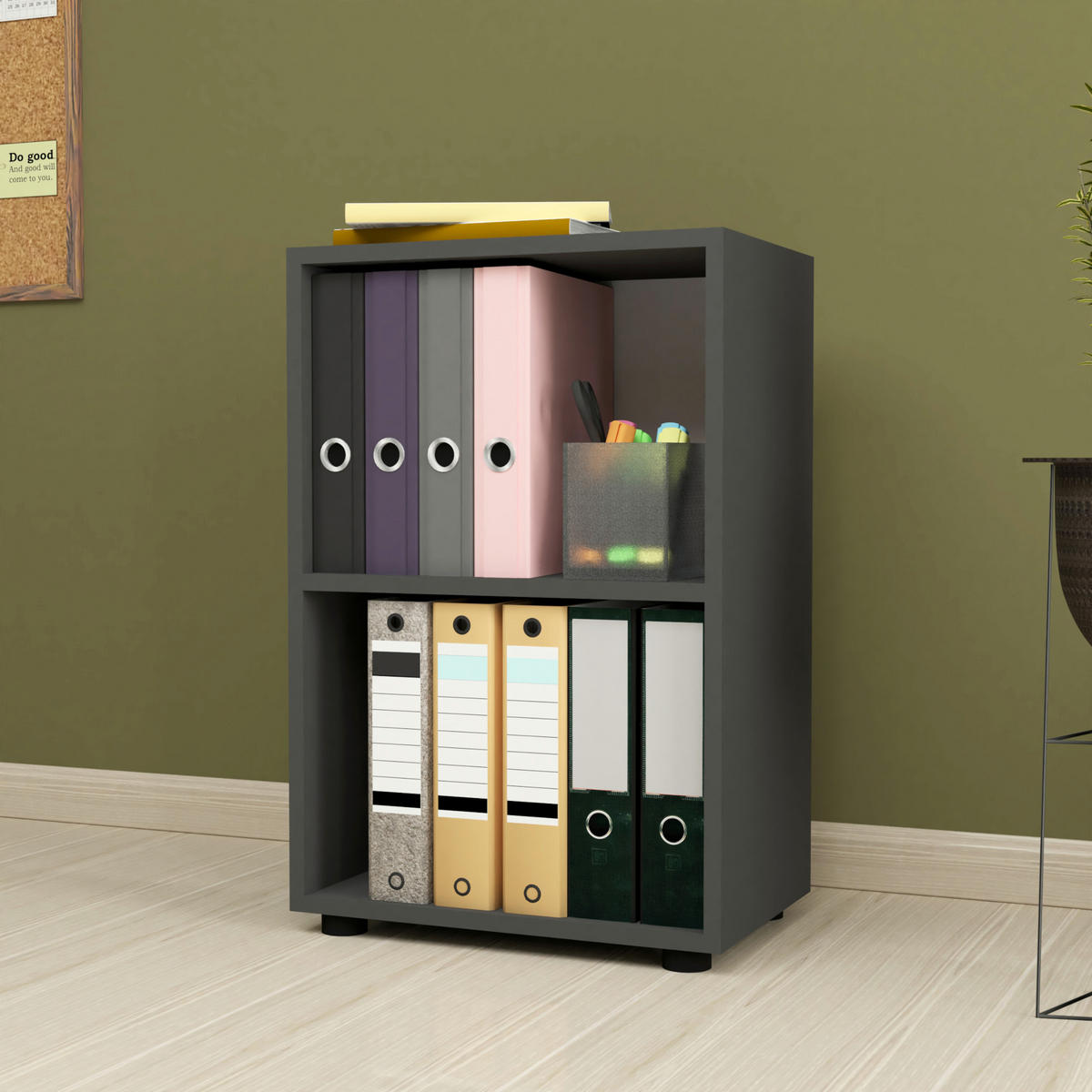 BÜCHERREGAL Vara - Anthrazit, Holzwerkstoff (49/74/30cm) - [en.casa]