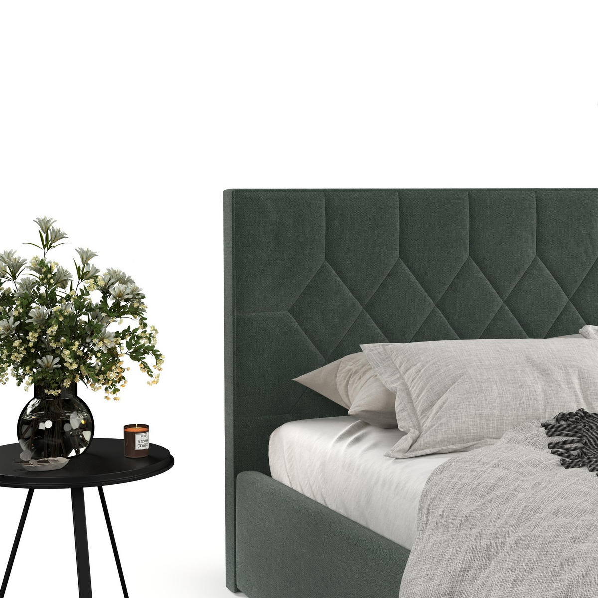 POLSTERBETT Brisa 140/200 cm Grün im Asti Stoff - Schwarz/Naturfarben, Holz/Holzwerkstoff (140/200cm) - AltaBeds