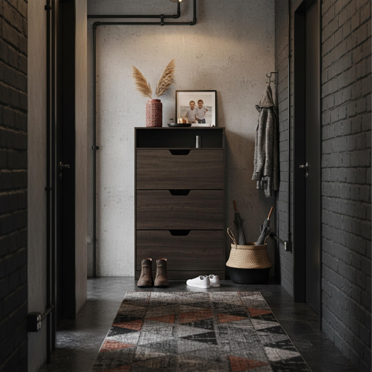 SCHUHSCHRANK - Grau, Holzwerkstoff/Kunststoff (80/140/24cm) - Relaxdays