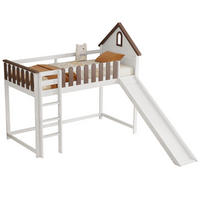 HOCHBETT 90x200 cm Rutsche Dach braun - Weiß, Holz (90/200cm) - LEBENLANG