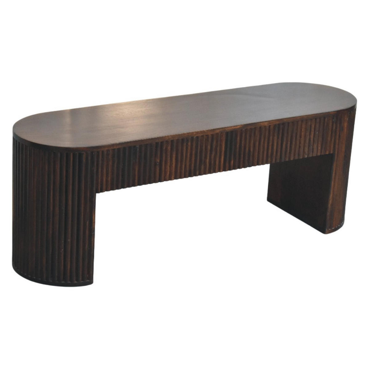 SITZBANK mit edlem Samtbezug in Mokka-Finish, dunkelbraun - Dunkelbraun, Holz (125/45/35cm) - Artisan Furniture
