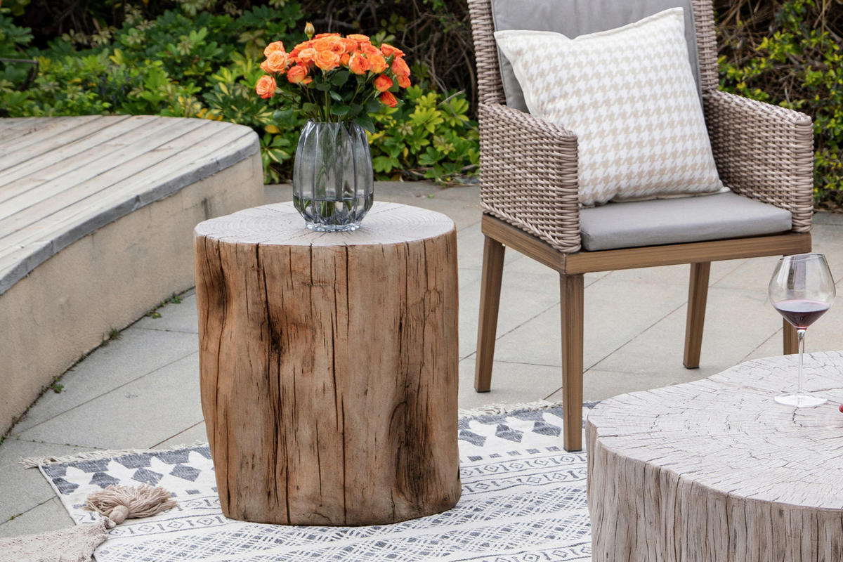 BEISTELLTISCH DAINTREE aus GF-Beton, Wetterbeständig, 49x47x51 cm - Rotbraun, Naturmaterialien (49/47/51cm) - Elementi