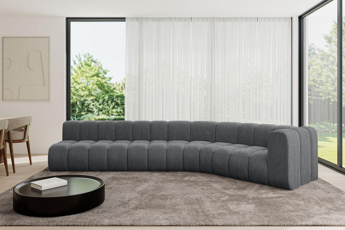 ECKSOFA modulares Sofa Karex-L2 - 399x194x70 cm Dunkelgrau - Dunkelgrau, Holzwerkstoff/Textil (399/194cm) - ALTDECOR