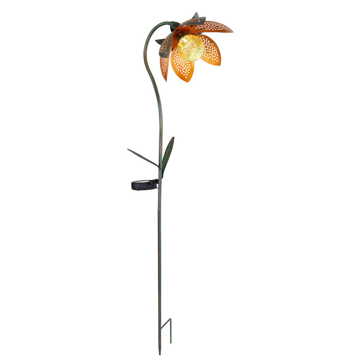 LED AUSSENLEUCHTE Solarleuchte Grün Gold 2er Set - Goldfarben, Glas (25/15/90cm) - Globo Lighting