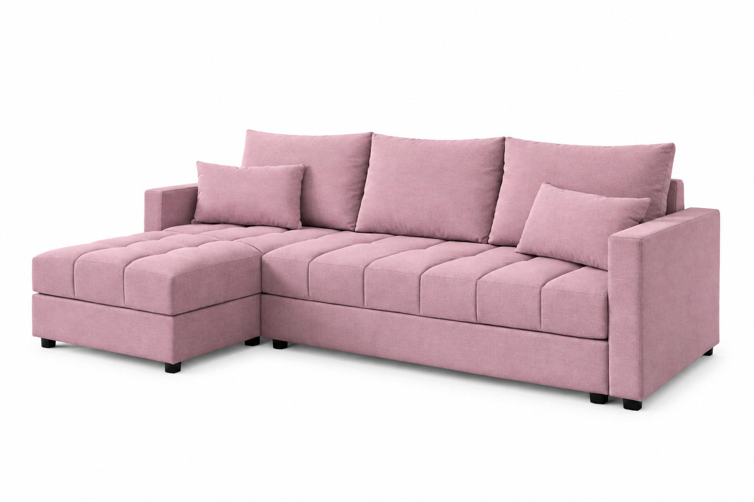 WOHNLANDSCHAFT AURELIA– Ecksofa in L-Form mit Schlaffunktion Bettkasten & Kissen Stoff KRONOS 226 cm Rosa - Rosa, Kunststoff (226/140cm) - Wohnideebilder