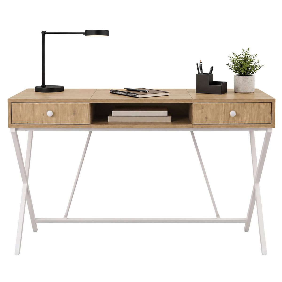 SCHREIBTISCH CROSSLINE 120 cm Eiche Artisan - Eiche Artisan/Weiß, Holzwerkstoff (50/120/80.5cm) - Akord