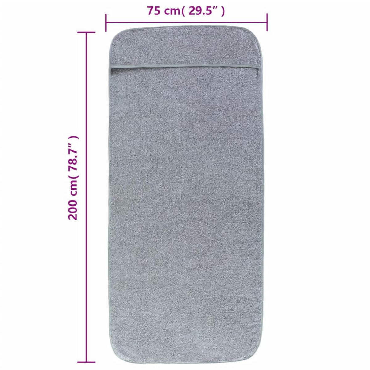 STRANDTÜCHER 2-tlg. 75/200 cm aus Stoff 400 GSM Grau - Grau, Textil (75/200cm) - vidaXL