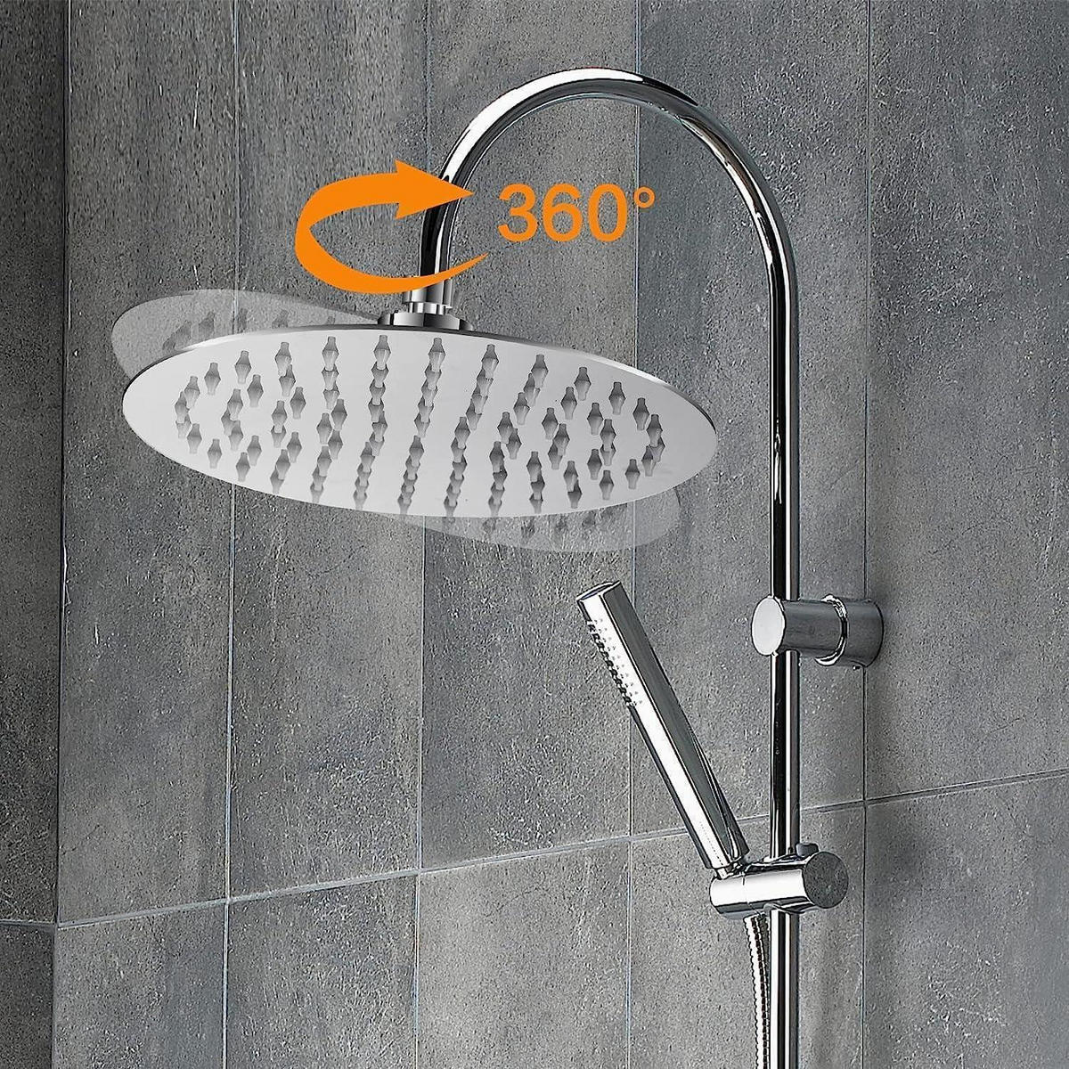 REGENDUSCHE 20 cm Edelstahl Chrom mit Anti-Kalk-Düsen - Silberfarben, Metall (20/12.7/20cm)