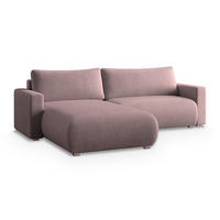 ECKSOFA TURIN P Lila Kordstoff mit Schlaffunktion - Lila, Holz (265/183cm) - MASSENO