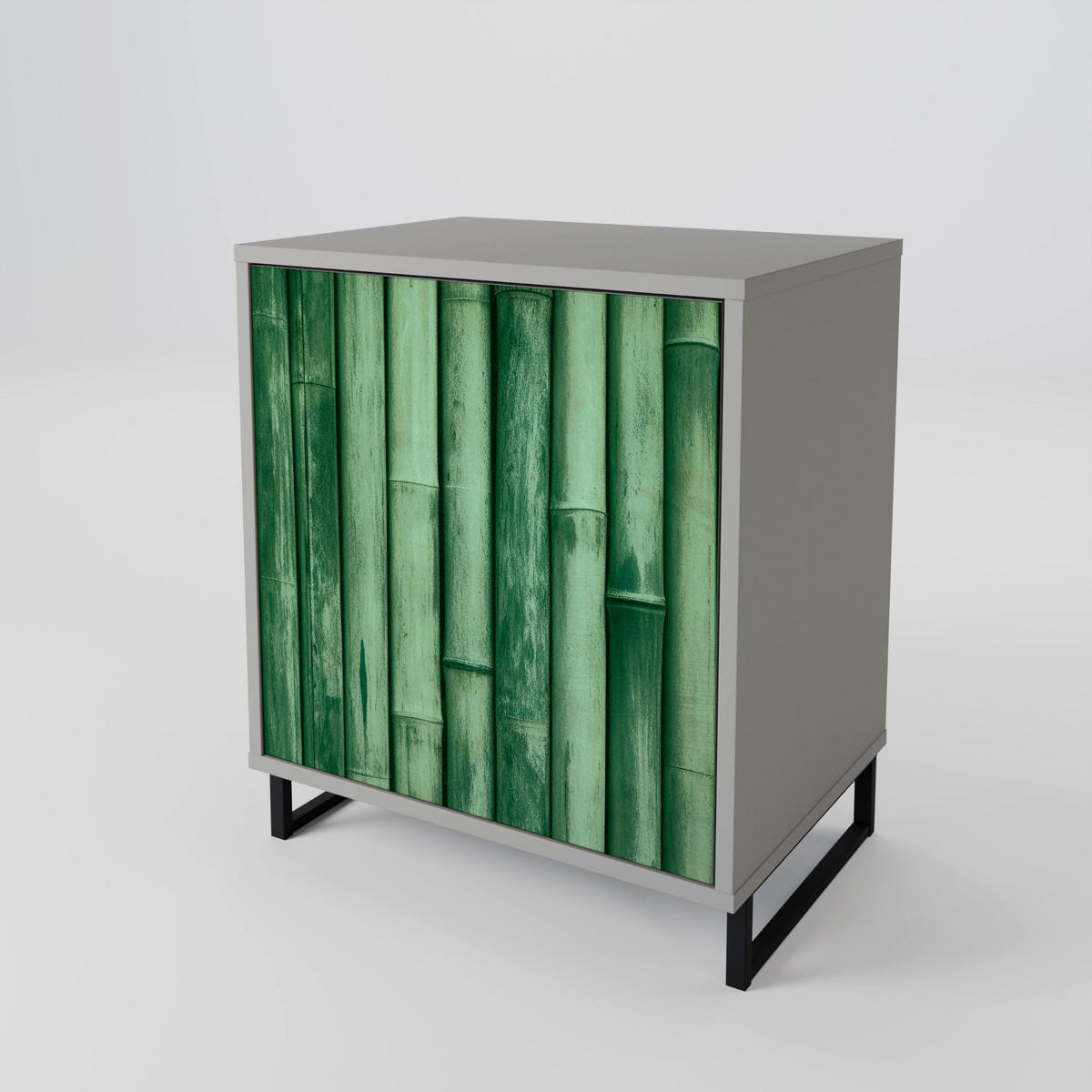 SIDEBOARD NATURAL GREEN, Grau, 57,5x42x77,5 cm, Schräge Buchenholzfüße - Buchefarben/Multicolor, Holzwerkstoff/Buchenholz (57.5/77.5/42cm) - SpaceRebels