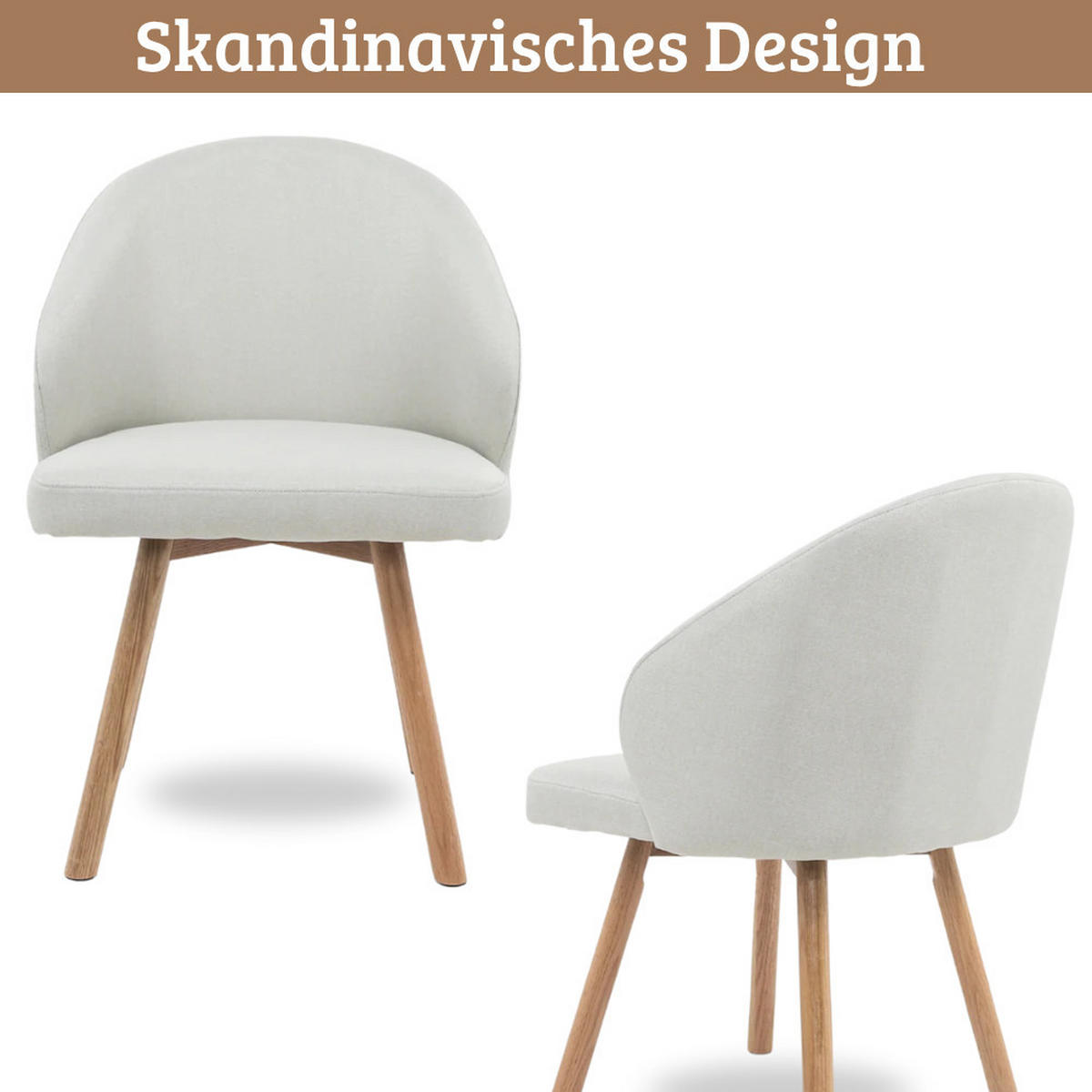 ESSZIMMERSTÜHLE 2er-Set ERIK Stoffbezug Beige Eichenholz - Beige, Eichenholz/Holz (47/85/47cm) - DELUKE