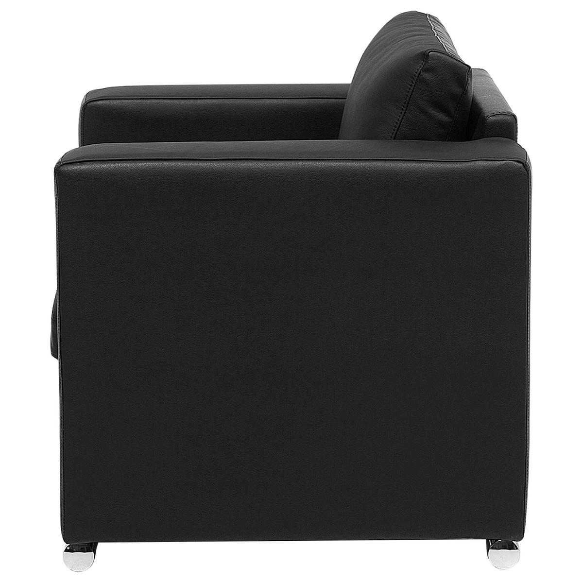 SESSEL Leder schwarz Helsinki - Silberfarben/Schwarz, Leder (96/72/76cm) - Beliani