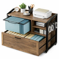 ROLLCONTAINER AKTENSCHRANK mit Hängeregister & Rollen INDUSTRIAL 83.8 x 40.0 x 72.5 cm - Braun, Holzwerkstoff/Metall (83/72.5/40cm) - Quality Elegance