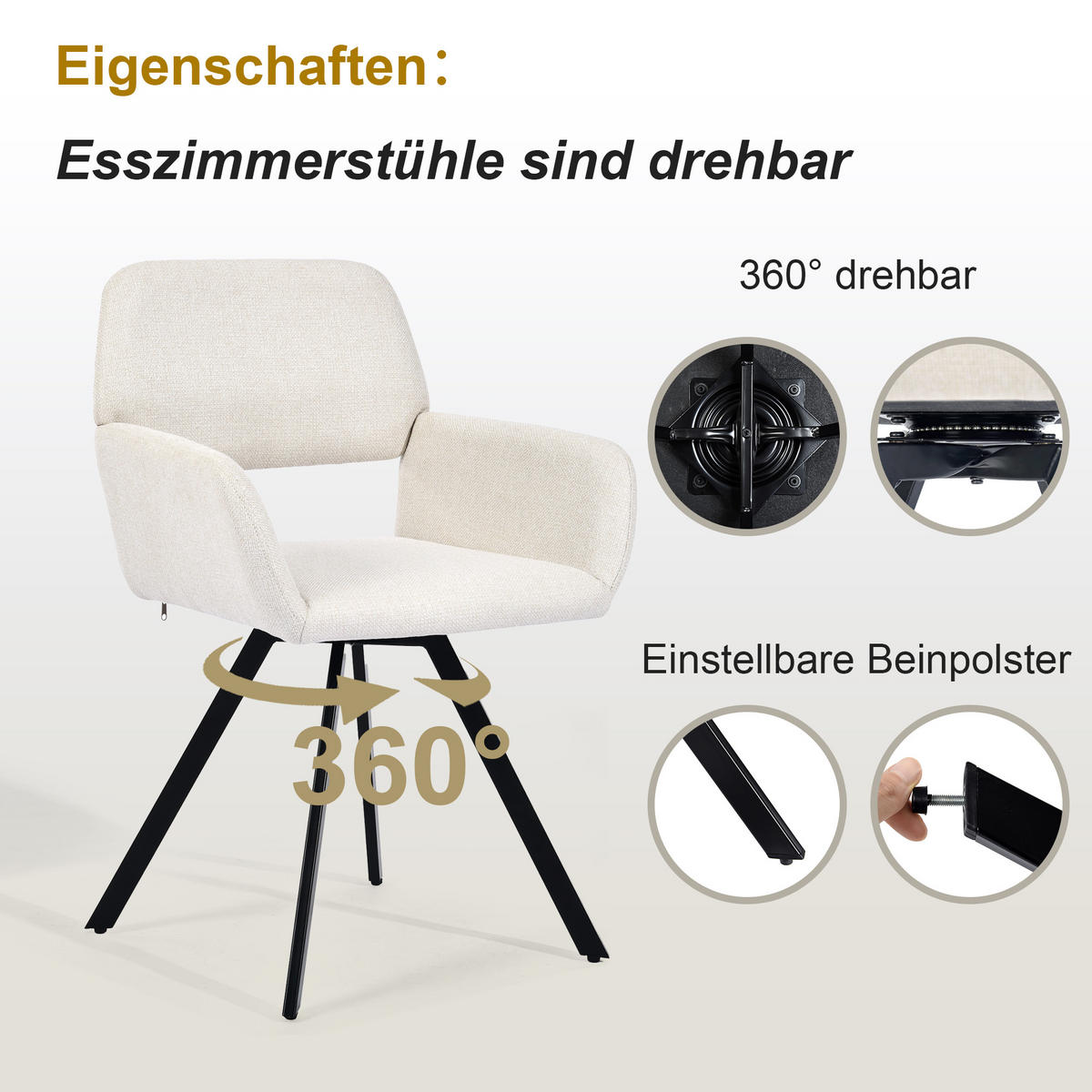 ARMLEHNSTUHL-SET 2 Stück beige - Beige, Holzwerkstoff/Textil (57/81.5/53cm) - Urban Meuble