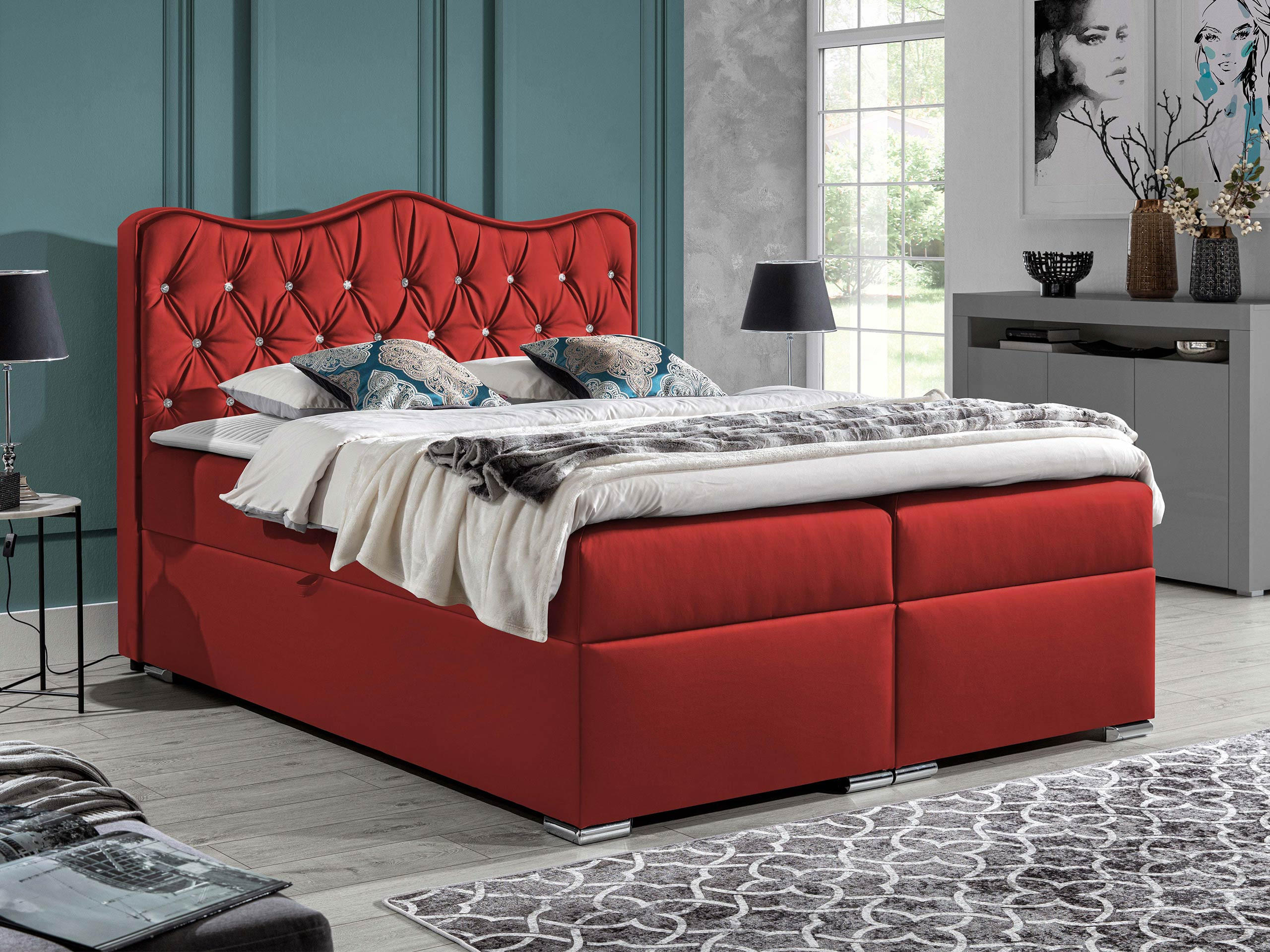 BOXBETT Sultan - Rot, Holz (120/200cm) - MIRJAN24