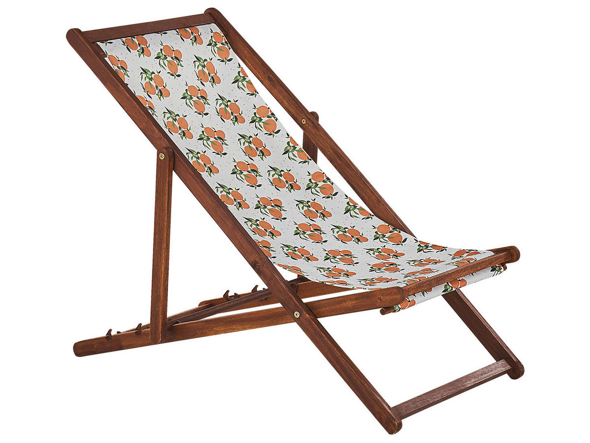 GARTENLIEGE 2er-Set weiß/mehrfarbig Orangenmotiv Anzio - Dunkelbraun/Multicolor, Textil (54/97/97cm) - Beliani