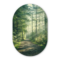 WANDBILD Wald - Weg - Sonne - Bäume - Grün - Natur Deko Wohnzimmer 40x60 cm - Waldgrün, Kunststoff (40/60cm) - MuchoWow