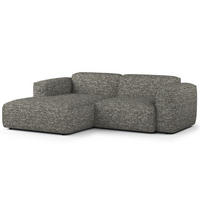 ECKSOFA mit XL-Longchair - Schwarz/Grau, Kunststoff/Textil (260/171cm) - home24