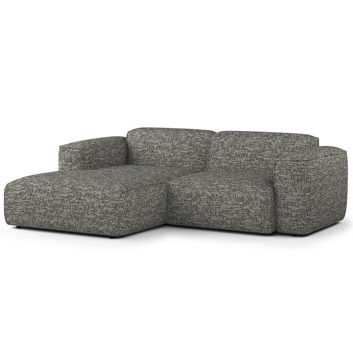 ECKSOFA mit XL-Longchair - Schwarz/Grau, Kunststoff/Textil (260/171cm) - home24