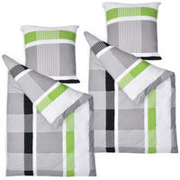 BETTWÄSCHE Dana 155/220 cm + Kissenbezug 80/80 cm Gestreift Renforcé 2er Set - Multicolor, Textil (155/220cm)