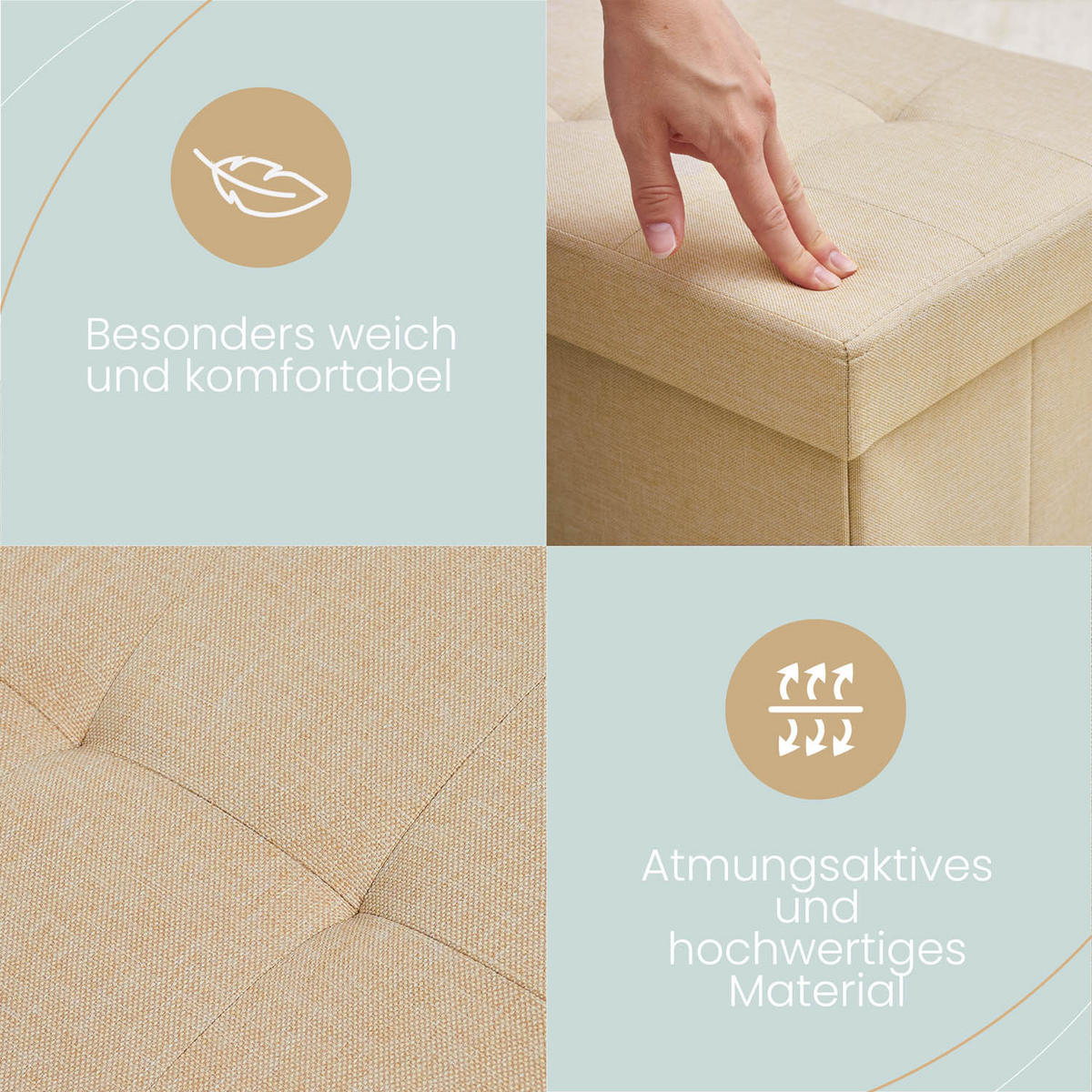 SITZBANK 76/38/38 cm + extra Box, Beige - Beige, Kunststoff (38/38/76cm) - Blumtal