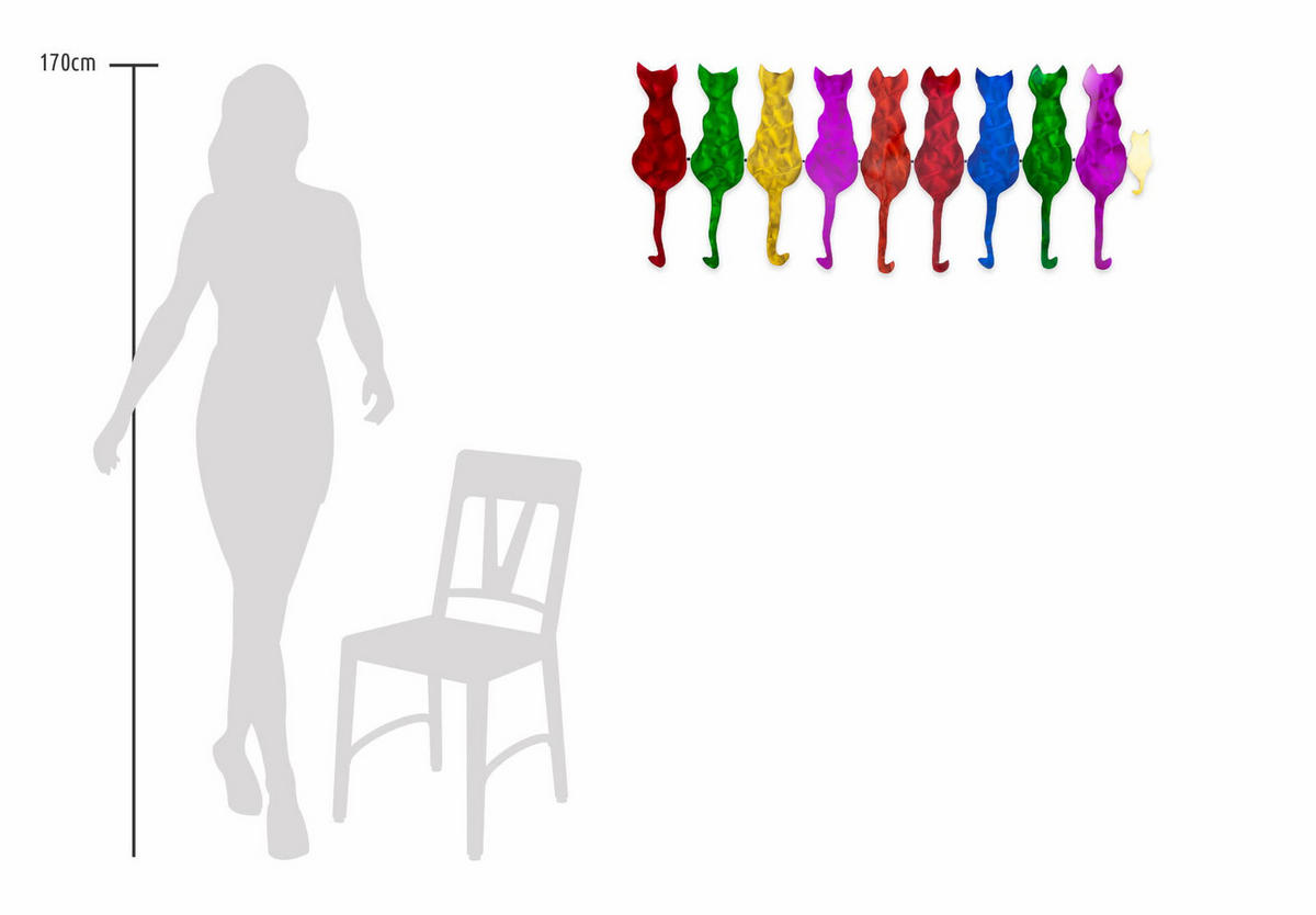 WANDDEKO Bunt 116/46 cm - Multicolor, Metall (3/46/3cm) - KUNSTLOFT