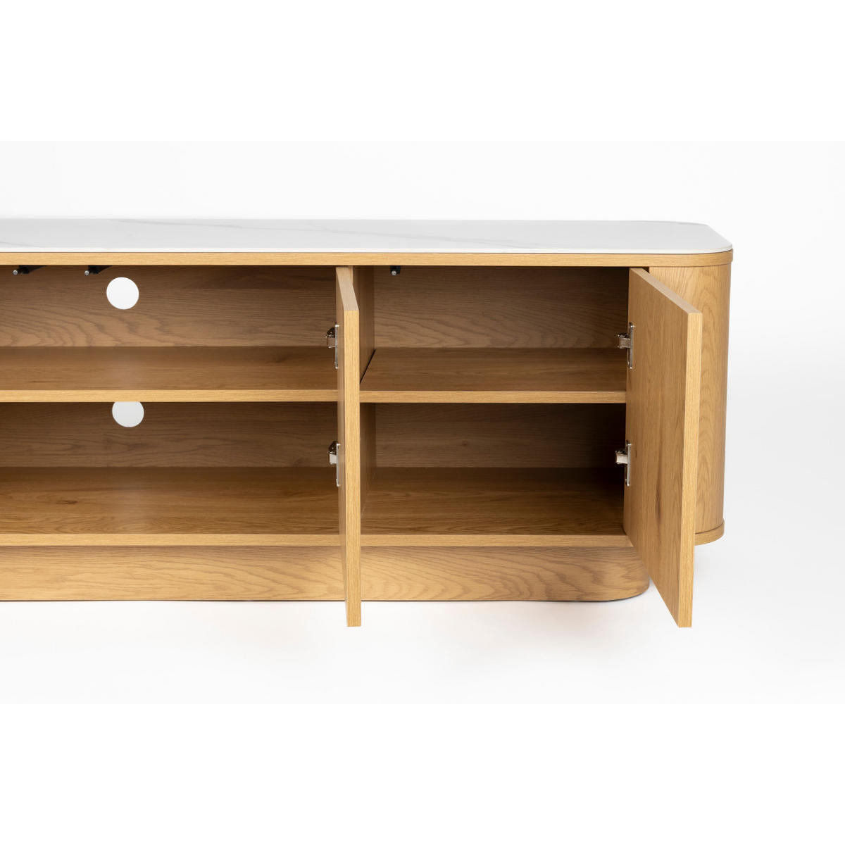 LOWBOARD Almira Niedrig 180 cm / Marmoroptik Natural - Naturfarben, Holzwerkstoff (180/50/40cm) - Housecraft Living