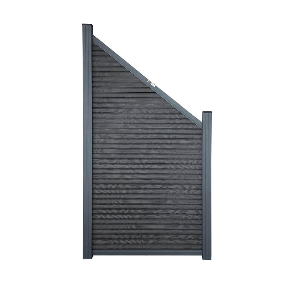 WPC Sichtschutzzaun Schrägelement CALLADO PREMIUM Horizontale Paneele - Höhe: 185 cm - Anthrazit, Kunststoff (95/185cm) - Home Deluxe