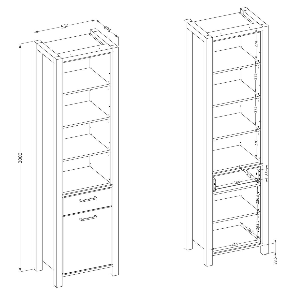 VITRINE in Eichefarben - Eichefarben, Holzwerkstoff (55/200/41cm) - MASSENO