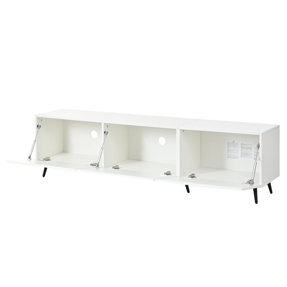 TV-ELEMENT 180/40/48 cm Weiß mit 3 Klapptüren - Weiß, Holz (180/48/40cm) - Oxeza