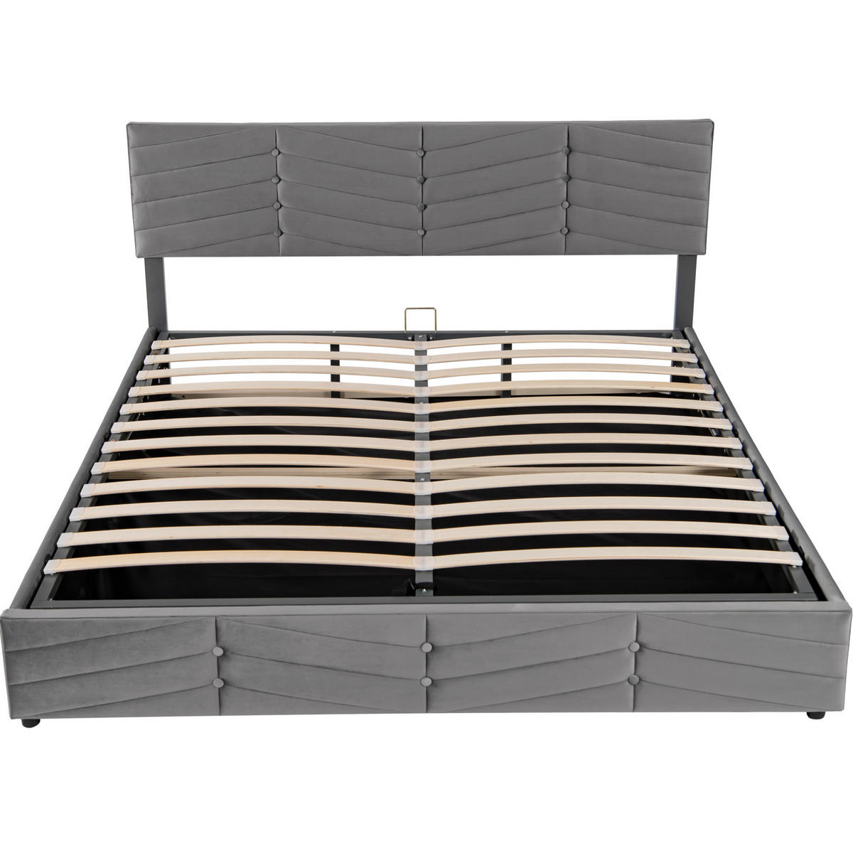 TAPECIRANI krevet 180/200 cm sivi od baršuna s podesivim uzglavljem i spremištem - siva, tekstil (180/200cm) - OKWISH