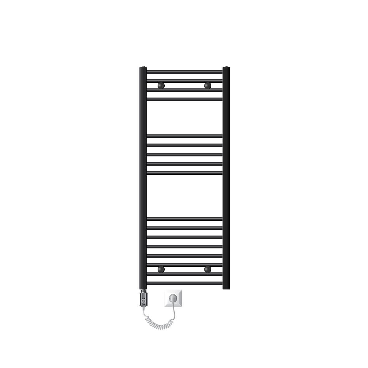 BADHEIZKÖRPER elektrisch Sahara 500x1200 mm Anthrazit gebogen mit Heizstab 900W - Anthrazit, Metall (3/120/50cm) - LuxeBath