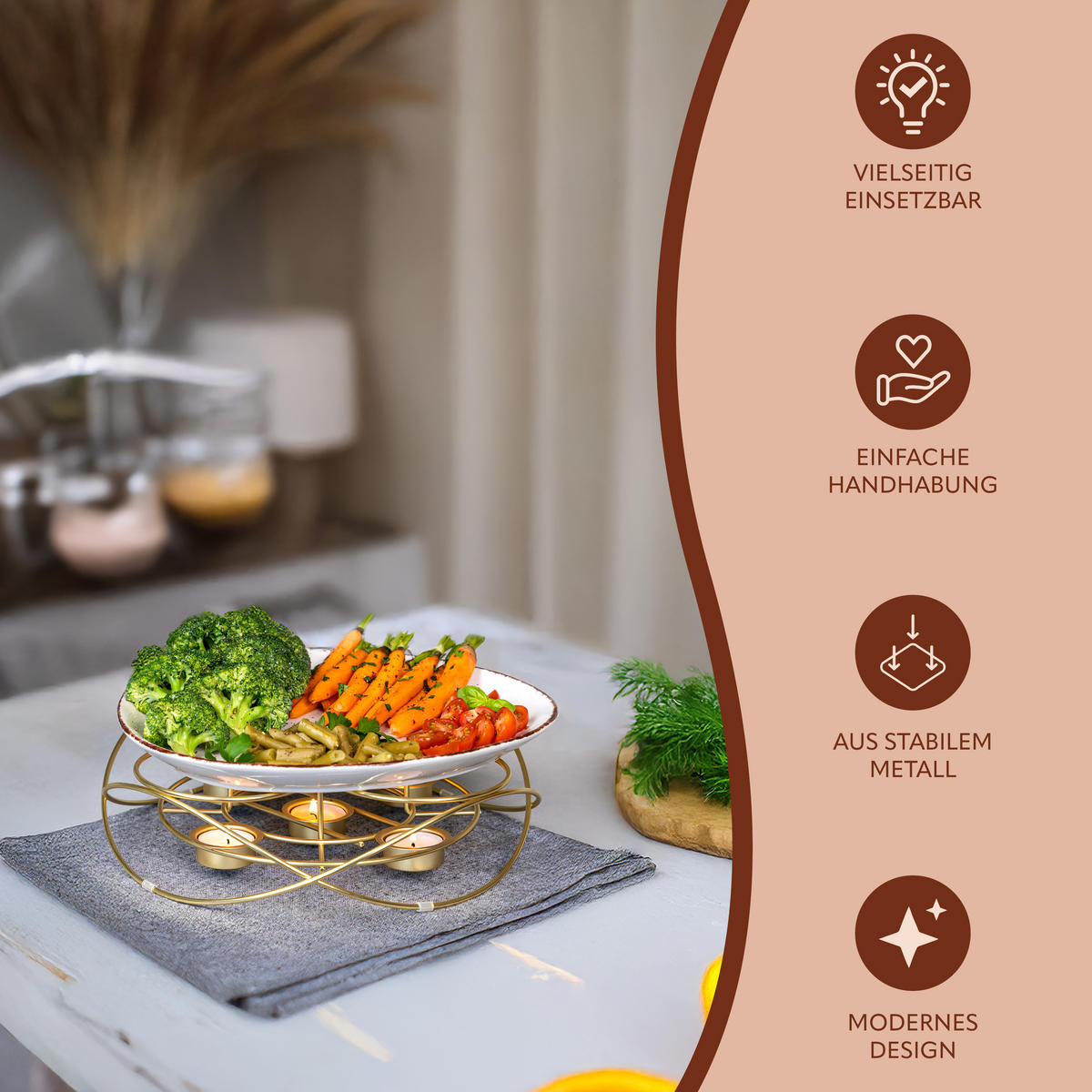 SPEISEWÄRMER, Gold - Goldfarben, Metall (30/8cm) - bremermann