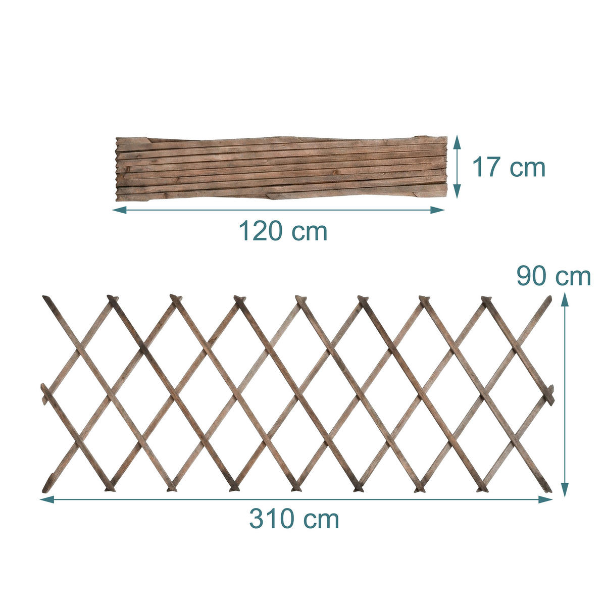 3XMŘÍŽE - hnědá, dřevo (90/310/1.5cm) - Relaxdays