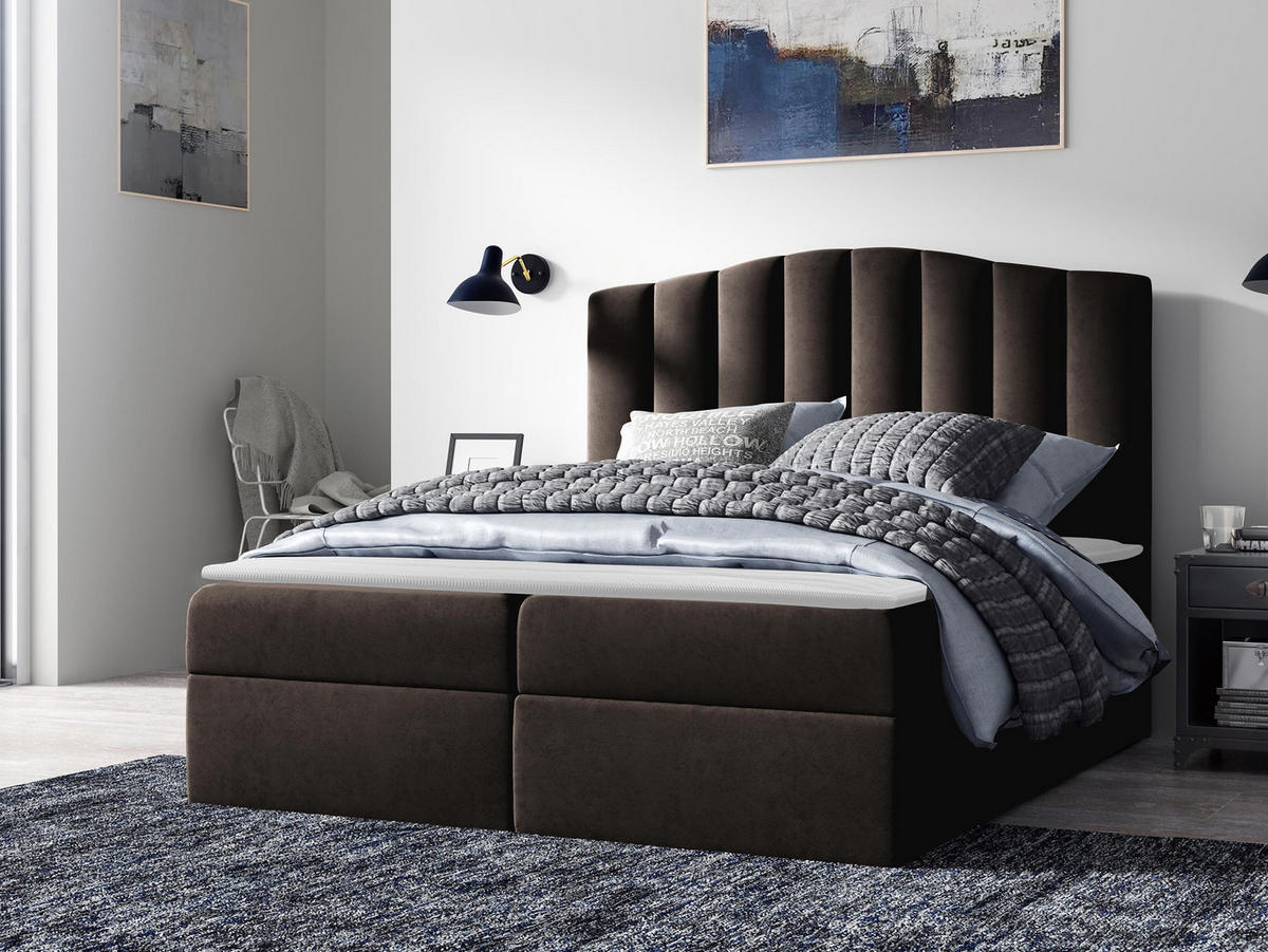 BOXBETT Lindos - Dunkelbraun, Holz (140/200cm) - MIRJAN24