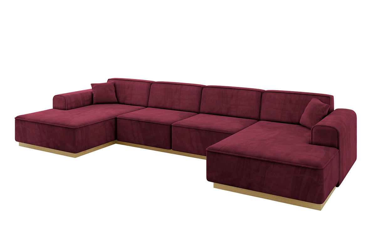 WOHNLANDSCHAFT IREA-U2-v2 - 382x165x81 cm Bordeauxrot - Bordeaux, Holzwerkstoff/Textil (382/81/165cm) - ALTDECOR