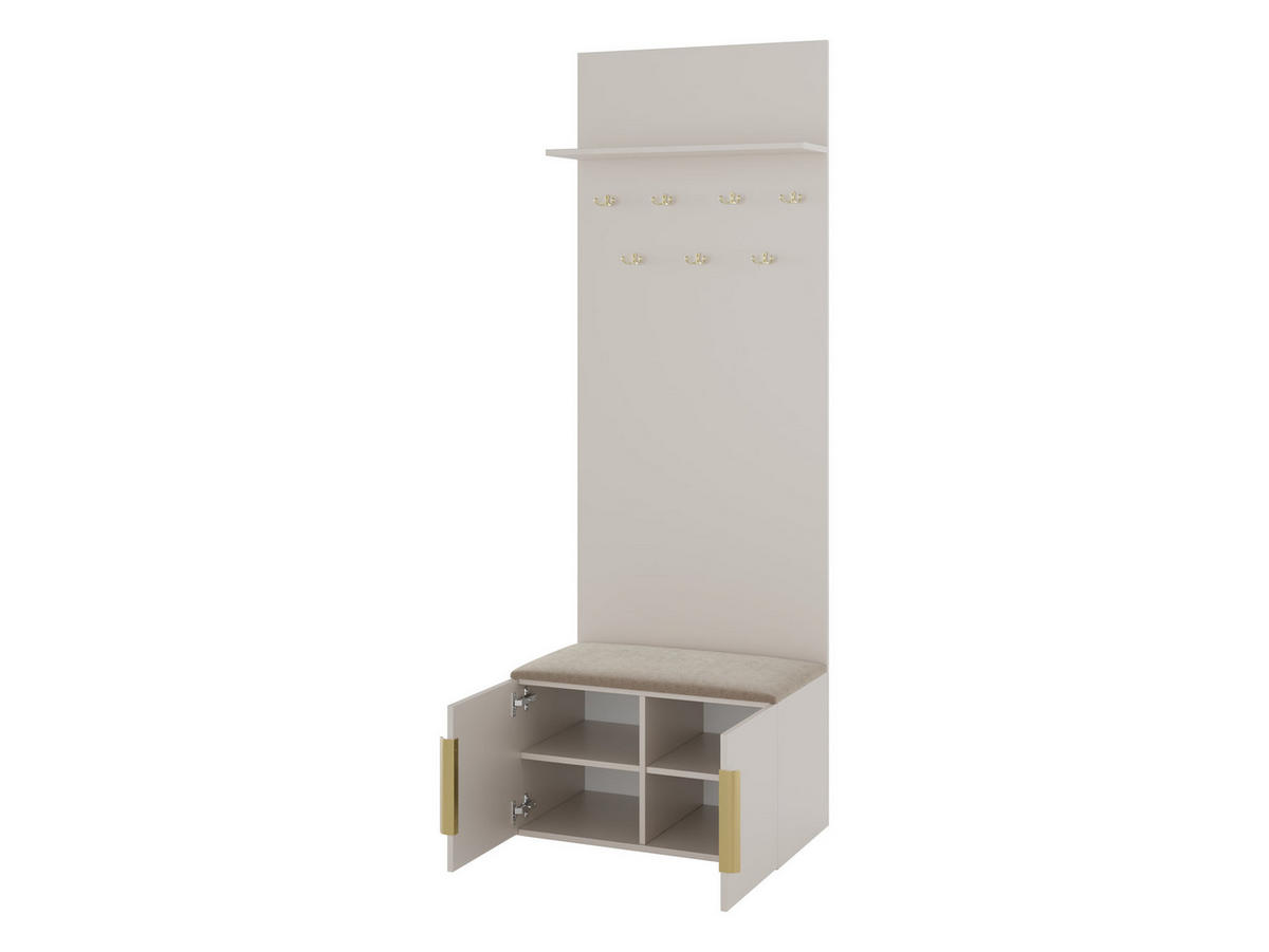 GARDEROBE MIT SITZBANK Kerkin - Sandfarben/Beige, Holzwerkstoff/Kunststoff (70/200/42cm) - MIRJAN24