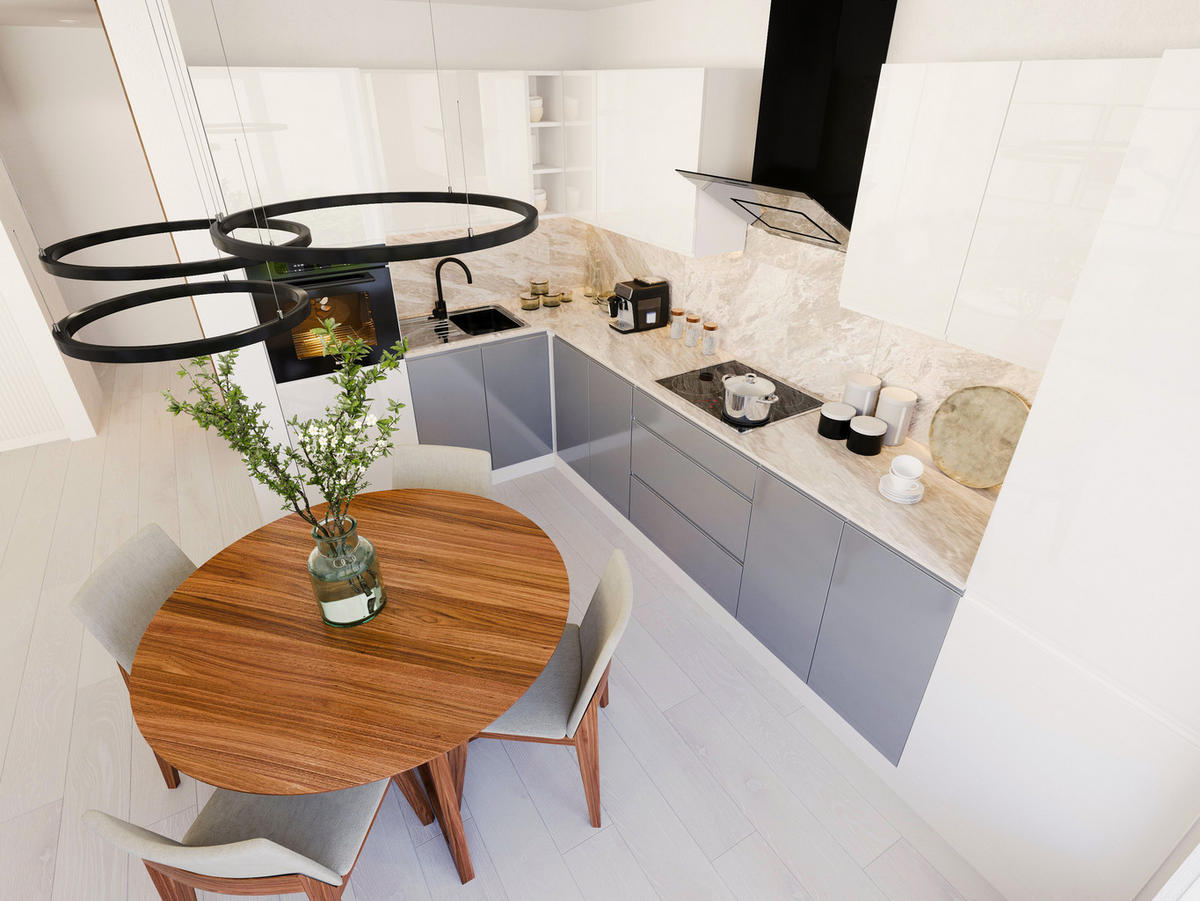 ECKKÜCHE 300x140 cm Glanzia – KU-S08 – Weiß / Grau – Hochglanz - Weiß Hochglanz/Grau, Holzwerkstoff (300/212/140cm) - hi-markt